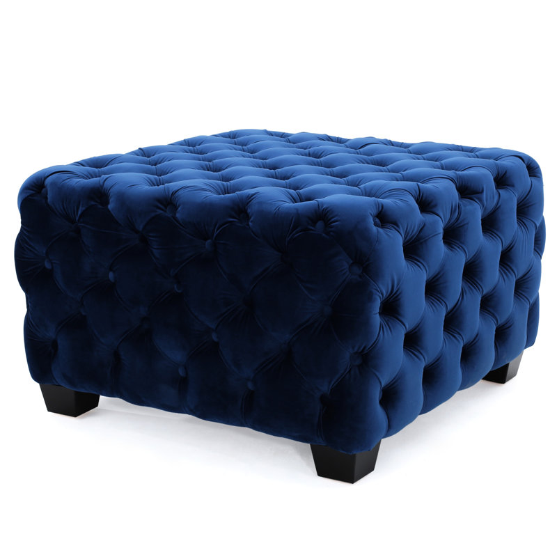 Velours bleu marine, intérieur moderne à boutons, 29,26 po x 29,26 po x 17,84 po, Navy Blue