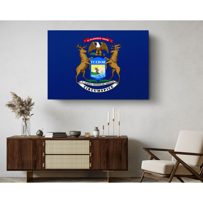 «Michigan State Flag», impression sur toile tendue, L 60 po x H 40 po