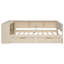 Lit plateforme simple en bois avec tablettes de rangement, tiroirs, station de charge et tête de lit tapissier-1157265681