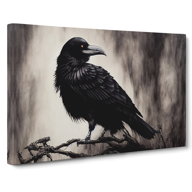 Unreal Raven Bird - Wrapped Canvas Print, 35cm H x 50cm W x 3cm D