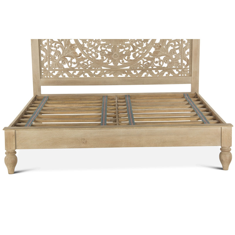 Taj Solid Wood Bed, Light Brown, King