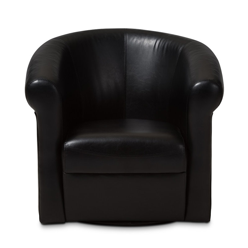 Kabeer Faux Leather Swivel Barrel Chair