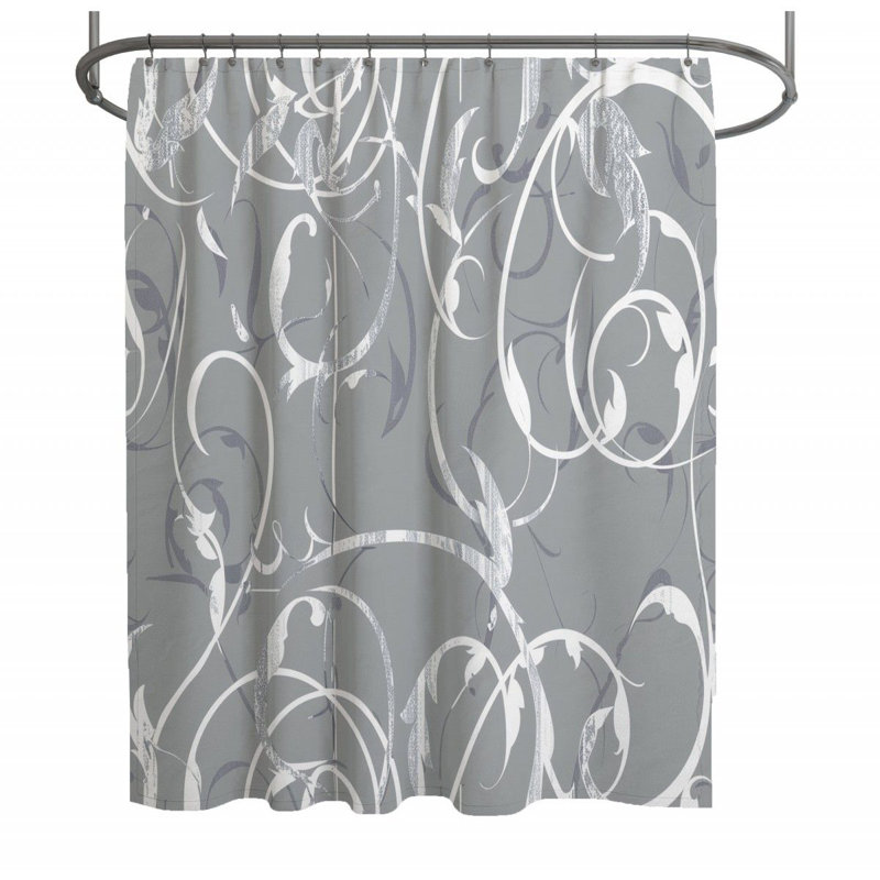Rideau de douche Silver florals - Art Bathroom Decor-13128, H 83 po x l 70 po