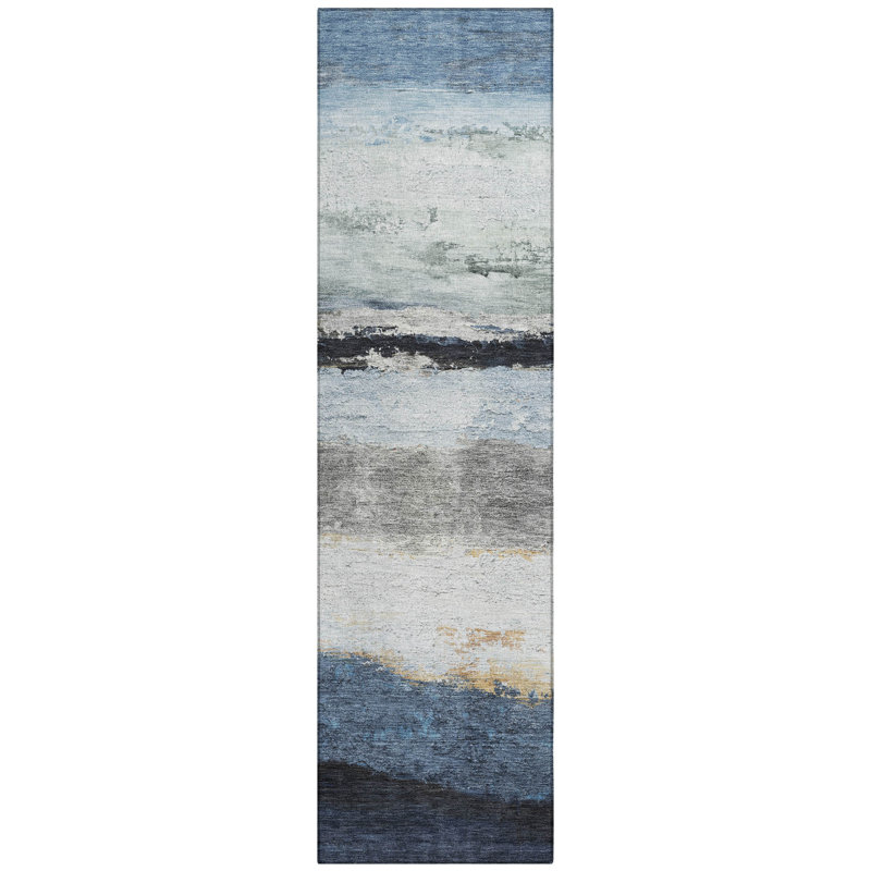 Machine Washable Indoor/Outdoor Arline ACN2169 Striped Rug, Runner 2'3" x 7'6"
