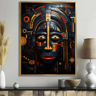 Indigène tribal masque jaune bleu - masque africain