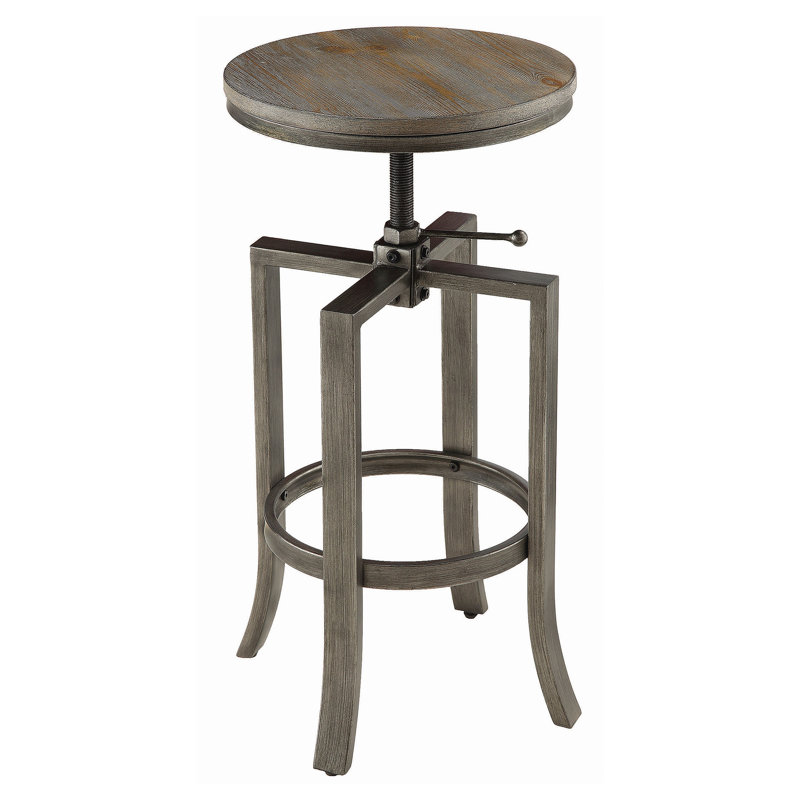 Bartlett Brushed Nutmeg/Slate Gray Adjustable Height Swivel Bar Stools, Set of 2