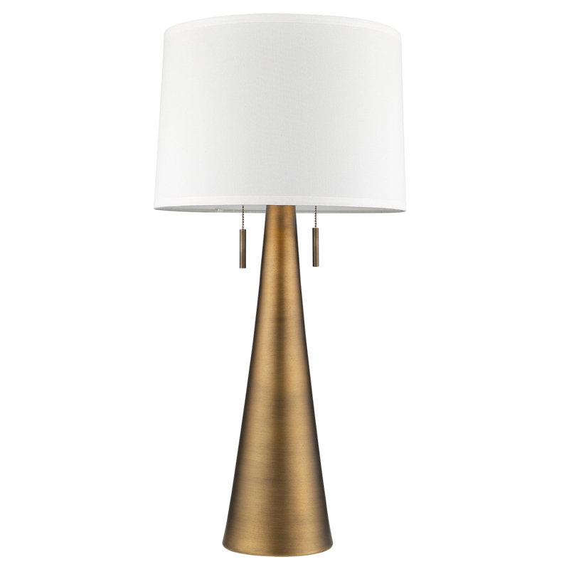Dover Gilded Metal Outdoor Table Lamp with Linen Shade