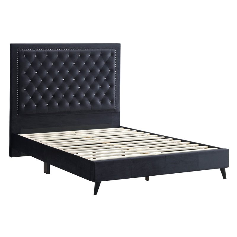 Janiya Upholstered Platform Bed, Black, Queen