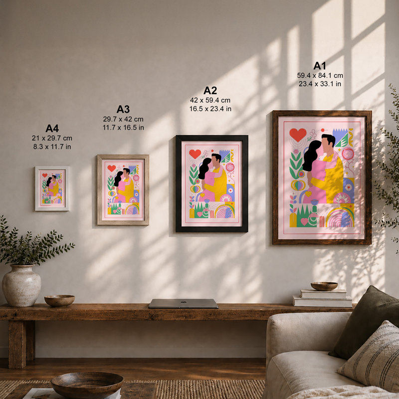 Love in Bloom Modern 1 Piece Single Picture Frame Wall Art, A1 - 84.1 x 59.4 cm, White