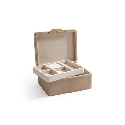 Boîte à bijoux en suède avec plateau amovible Linea