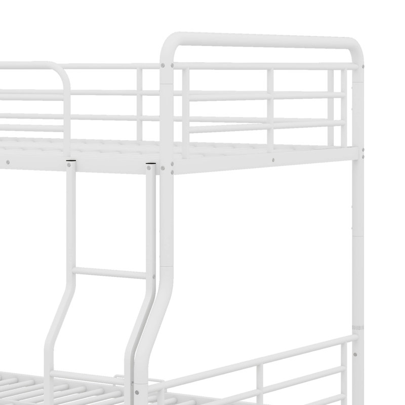 Full XL Over Queen Metal Bunk Bed With Drawers, White