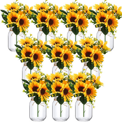 10-piece Sunflower Mason Jar Flower Centerpiece Set