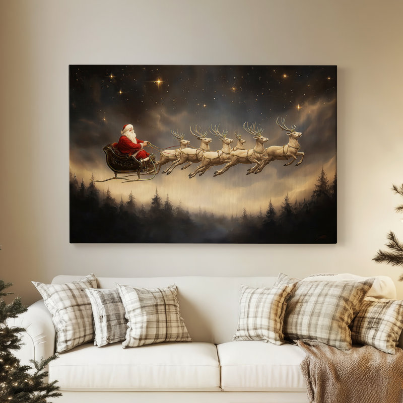 «Warm Lantern Carols at Midnight», toile tendue avec châssis de qualité supérieure, H 48 po x l 32 po