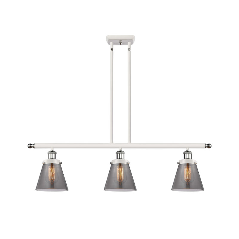 Luminaire suspendu linéaire à 3 lumières pour îlot de cuisine Aliyanna, Fumée plaquée, DEL