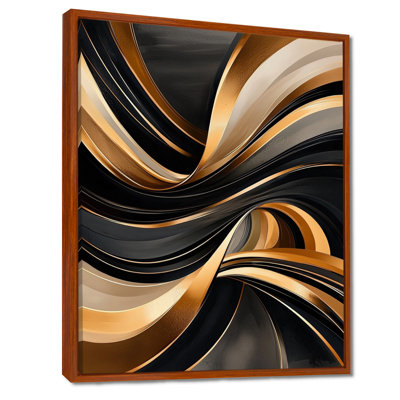 Gold And Black Geometric Vortex II - Abstract Geometric Wall Art Print