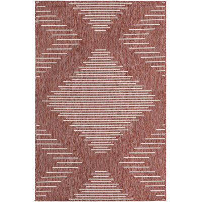 Outdoor Iris Area Rug Brick Color