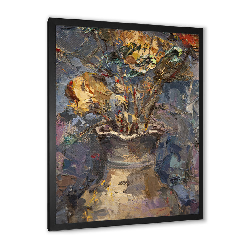 Pittoresque bouquet de nature morte rétro II - peinture, Toile avec cadre photo noir, H 20 po x l 12 po x P 1 po