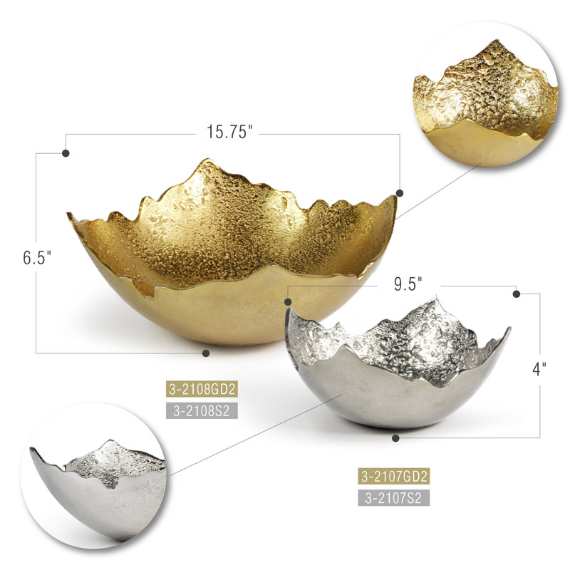 The Ebb & Flow Bowl, 6.5" H x 15.75" W x 15.75" D, Silver