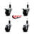 Soft Rubber Swivel 1-1/4 Inch Expanding Stem Caster Set 2 Total Lock Brakes
