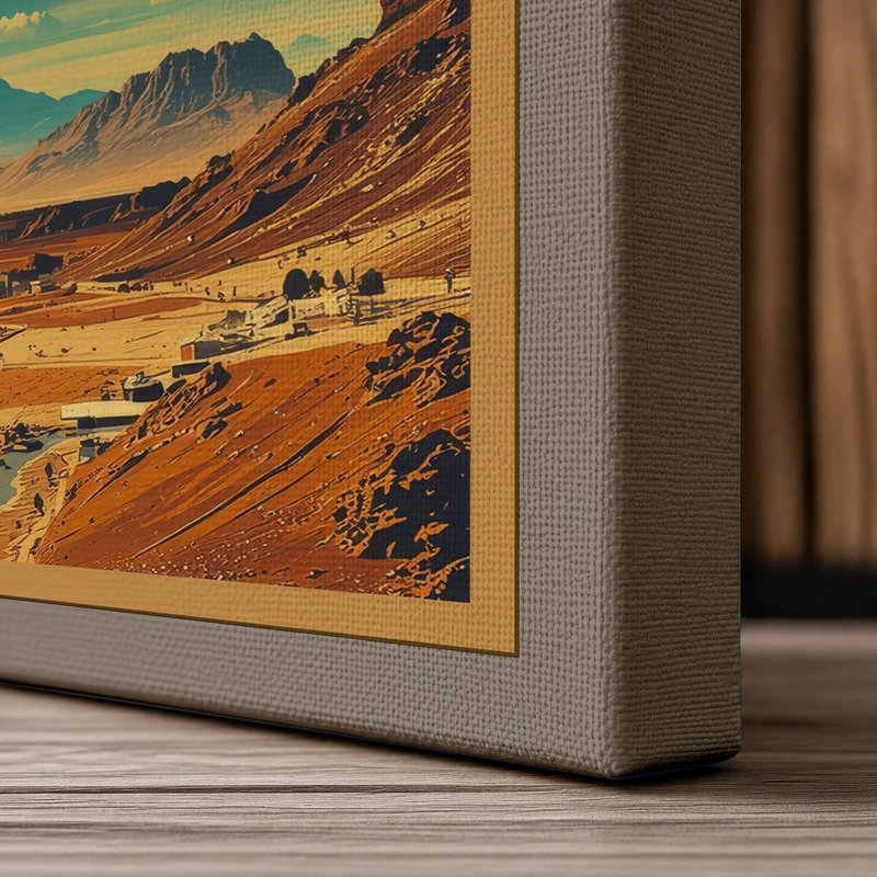 Alien Planet Rise Retro - Wrapped Canvas, 18x12 - 45.7 x 30.5 cm, Taupe Border