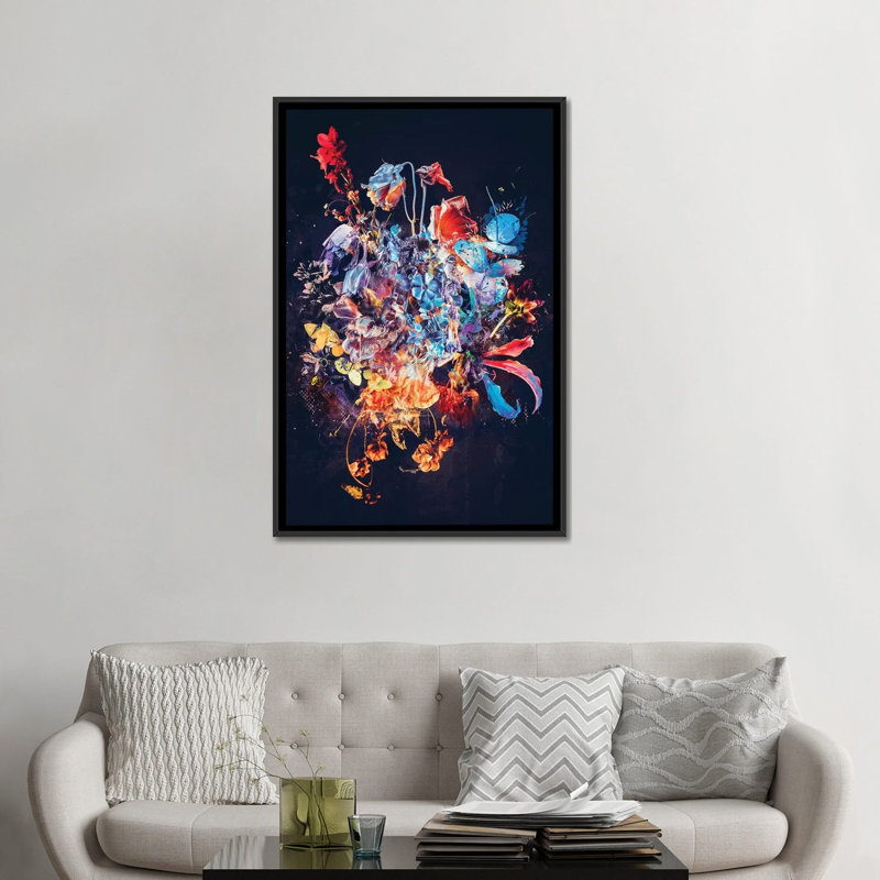 « bouquet xvii », impression sur toile, H 48 po x l 32 po x P 1,5 po, Toile avec cadre noir, Pas de tapis