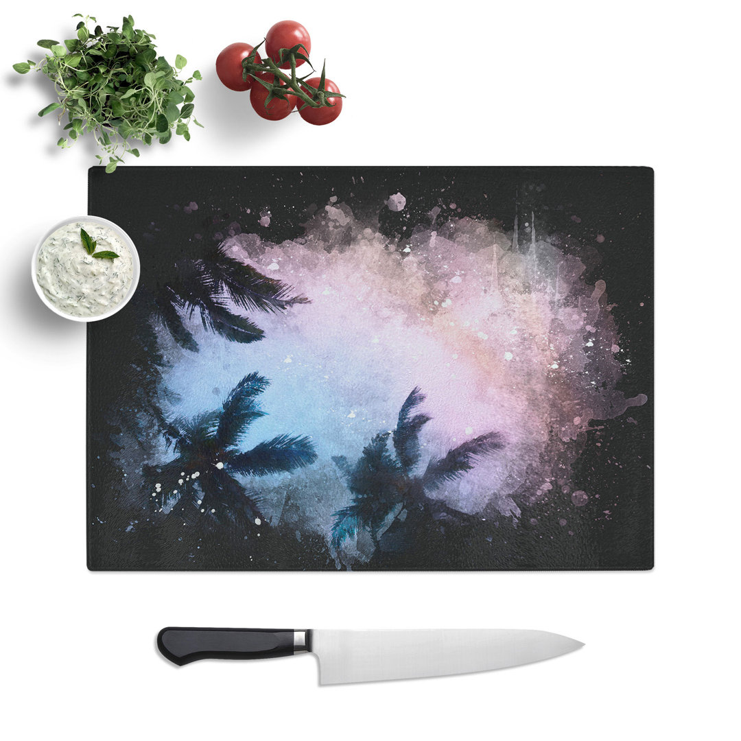 Tempered Glass Palm Tree Paradise Chopping Board