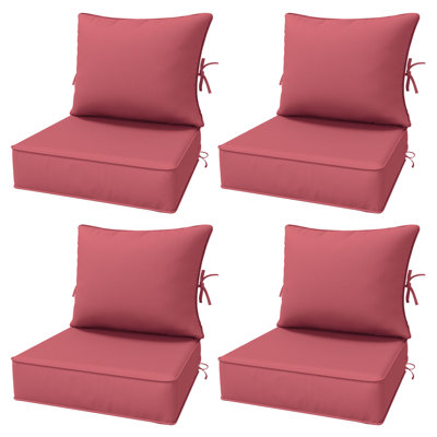 6.5" Outdoor Replacement Cushion Set, Deep Seating Seat / Back Cushion Set, 24" W X 24" D, Set Of 4