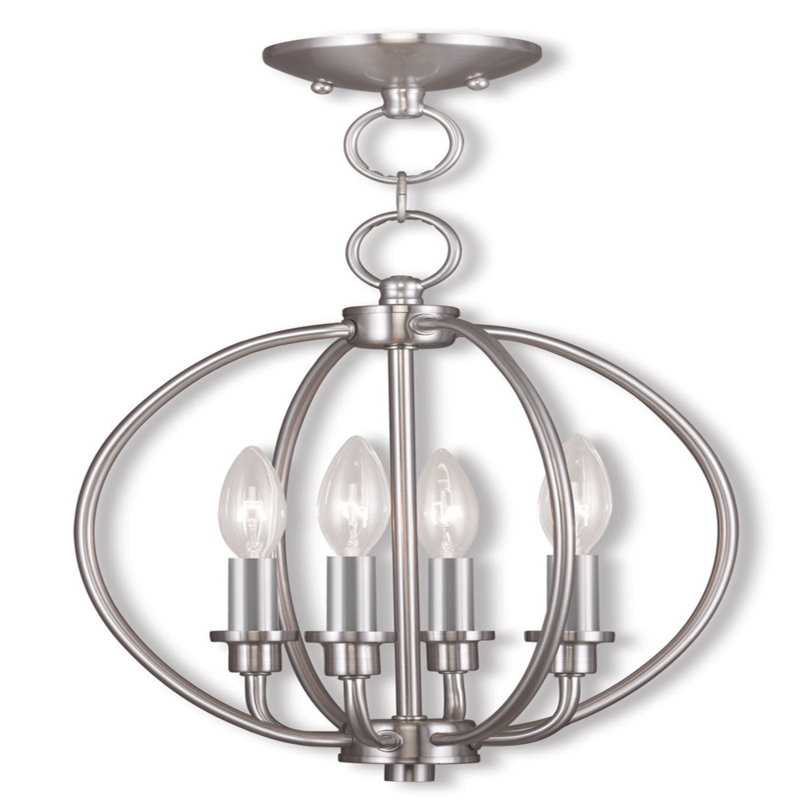 Lustre sphérique 4 lumières Aweys, Nickel brossé
