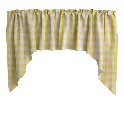 Gingham Checkered Print Swag Window Valance