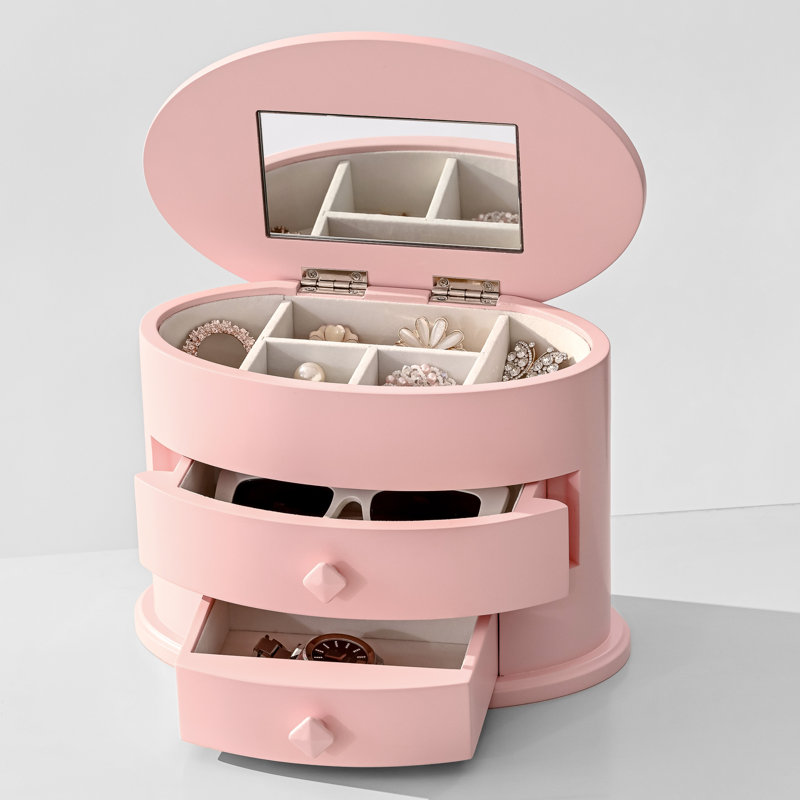 Boîte à bijoux de forme ovale, Rose