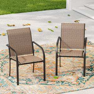 Oligert Metal Outdoor Stackable Dining Armchair