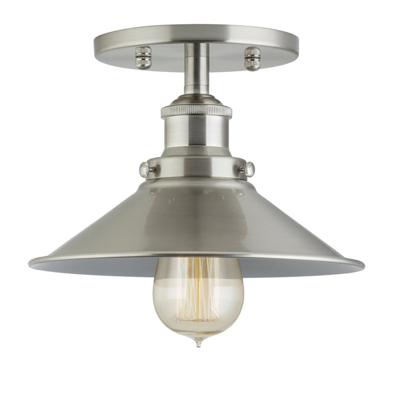 Plafonnier semi-encastré à 1 lumière de 8,25 po Gravette, Nickel brossé