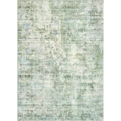 Modern Abstract Non Slip Washable Area Rug(Green)