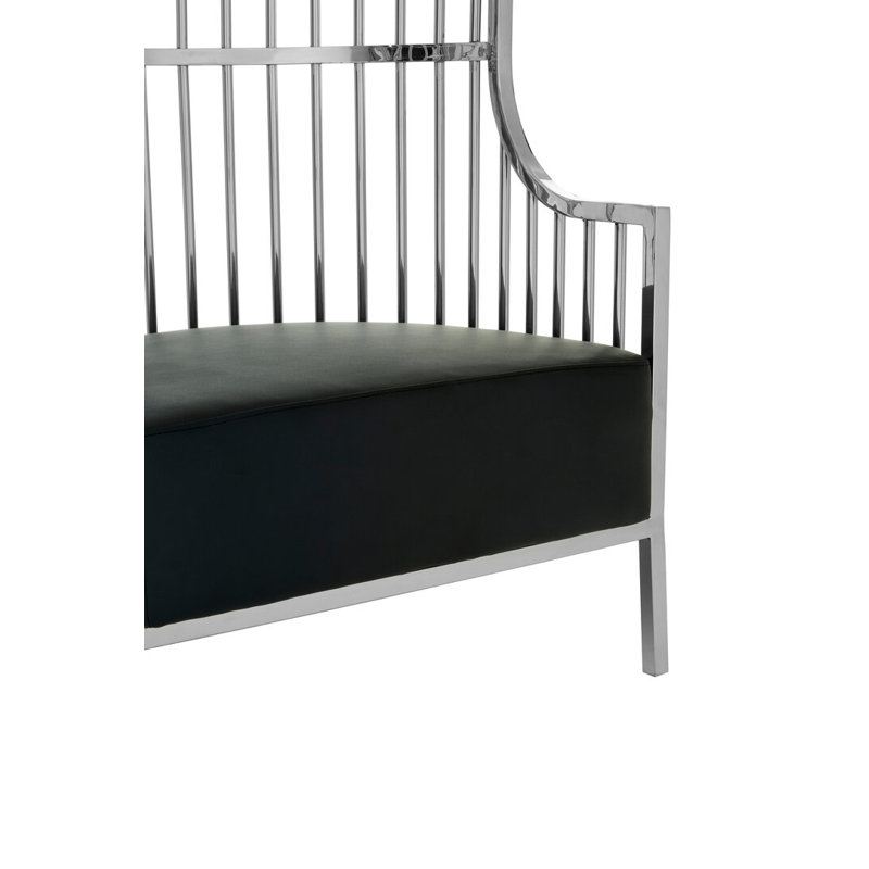 Leather Club Chair, Grey Genuine Leather/Silver, Silver