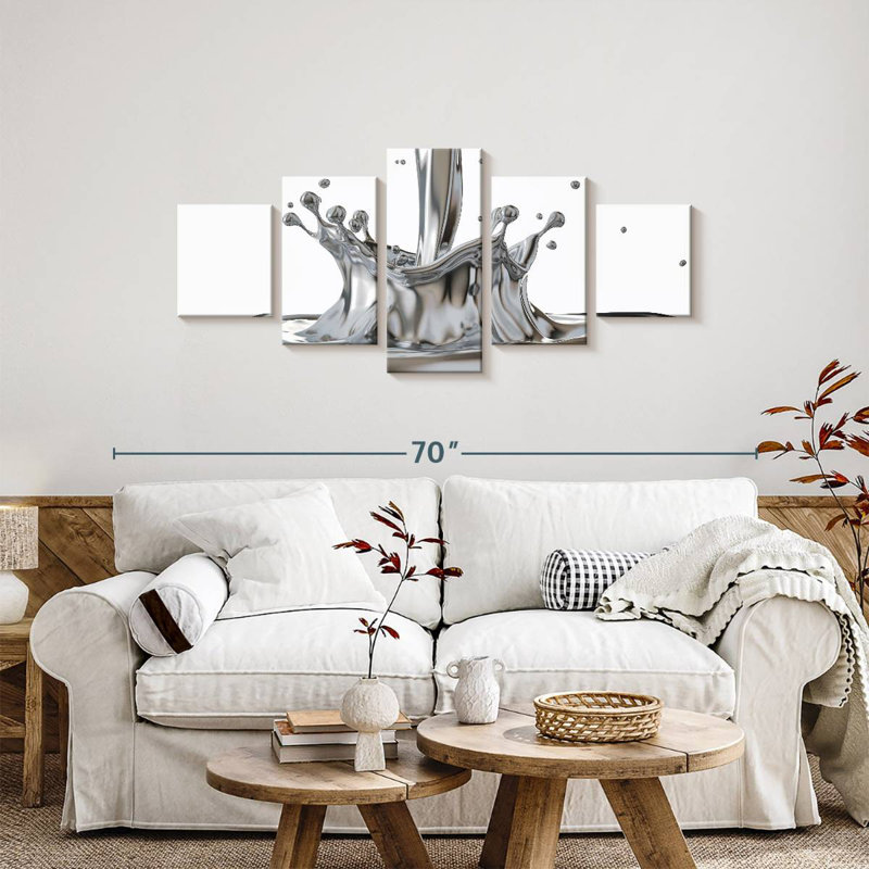 Avery Liquid Silver Splash, 24" H x 55" W