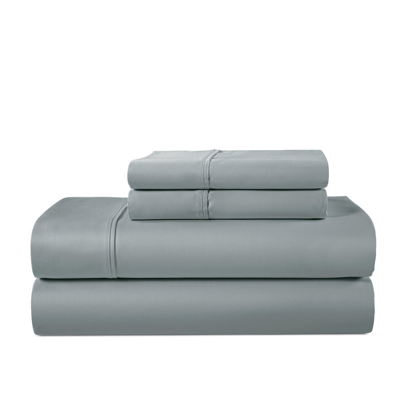 Kathy Ireland 500 Thread Count Tencel Cooling Cotton 4-Piece Sheet Set, Gray, Queen Sheet Set with 2 Pillowcases