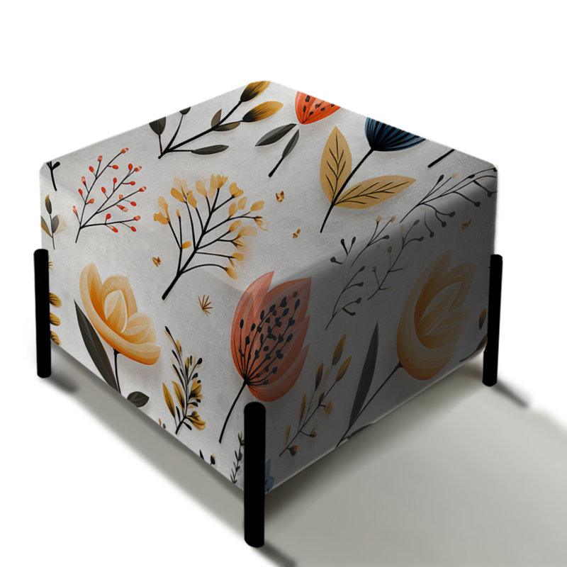 Blanc tranquillité floral scandinave blanc - repose-pieds floral carré