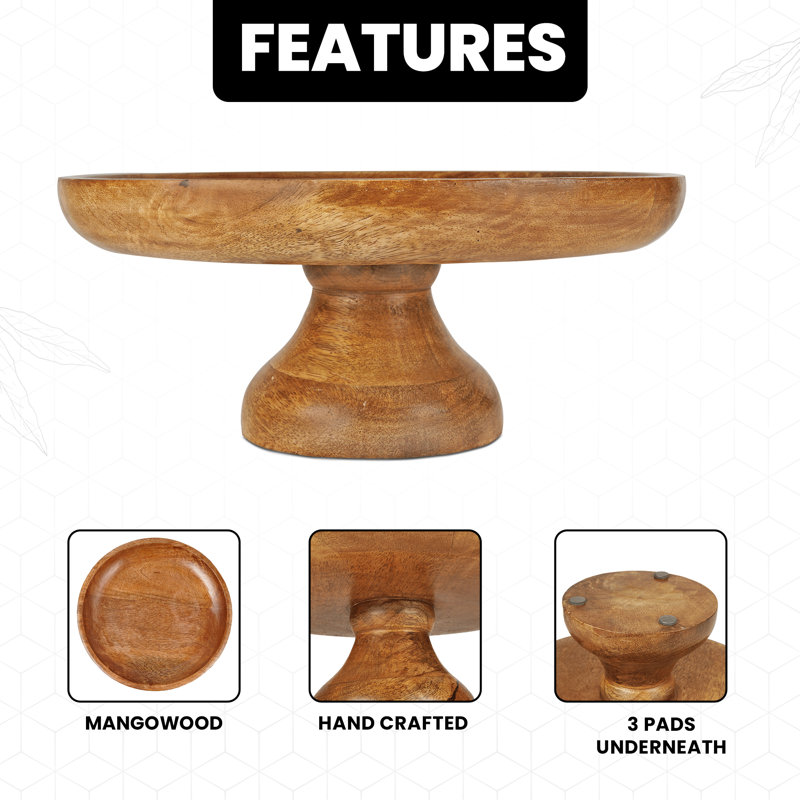 12" Mango Wood Footed Fruit Bowl Stand