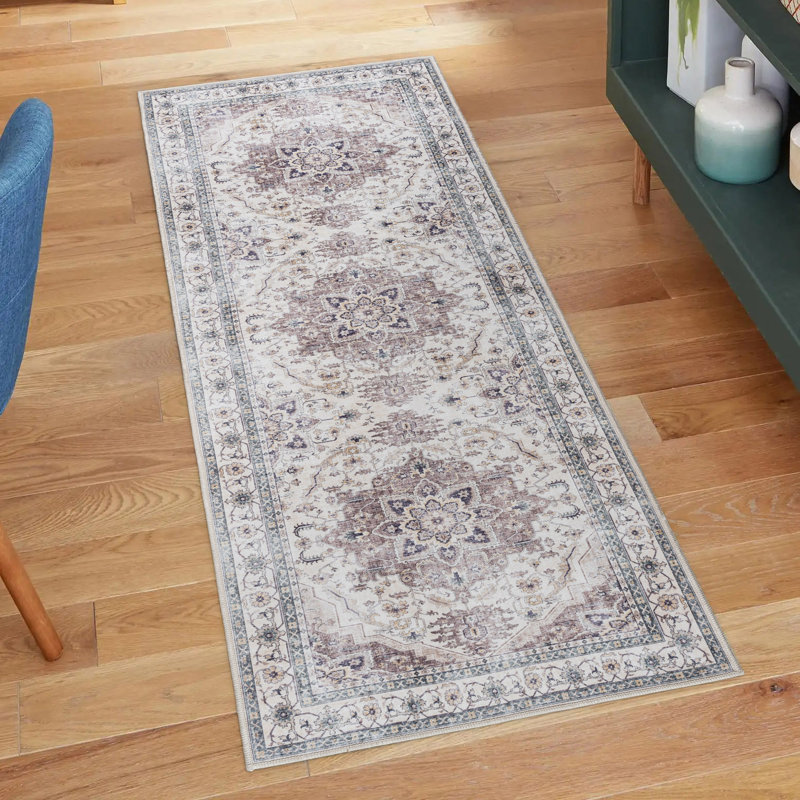 Tapis intérieur ivoire multi-médaillons Samira Tiefi, Rectangle 6 pi 6 po x 9 pi