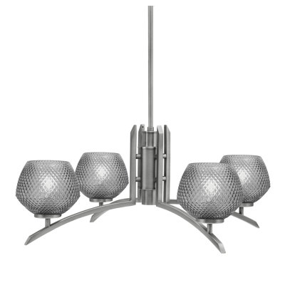 Kurve Light Chandelier With 6" Smoke Textured Glass