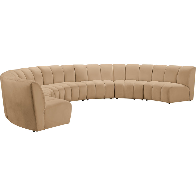 Canapé modulaire en velours Infinity, Velours brun clair, 7 pièces