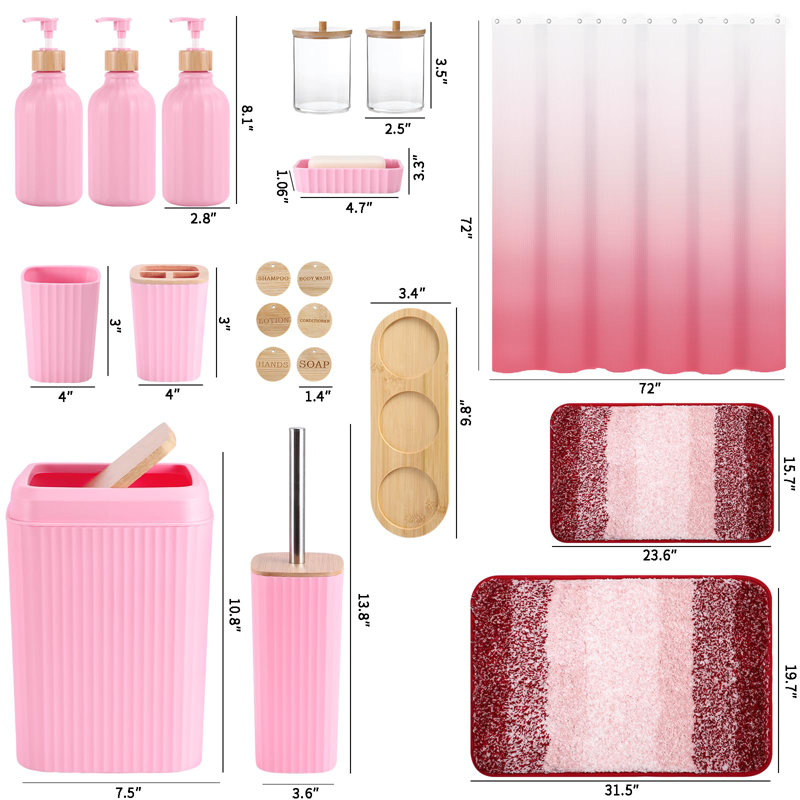 Ensemble de 32 pièces de salle de bain avec rideau de douche et tapis Ensemble d'accessoires de salle de bain Ensemble de rideau de douche 3 pièces Accessoires de salle de bain avec distributeur de savon noir