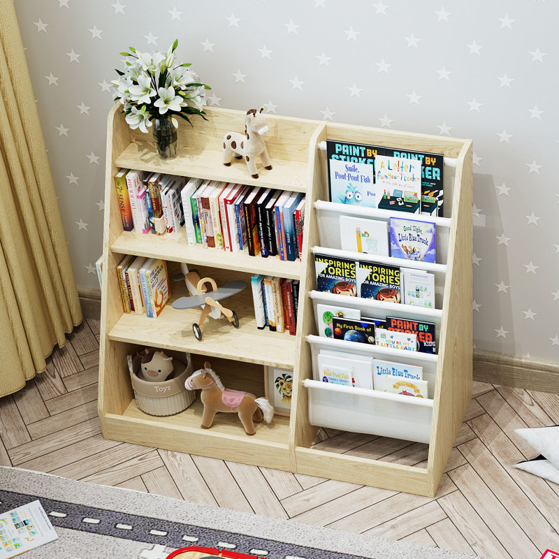 Maggiorina Kids Standard Bookcase, Storage Book Rack, Organizer Cabinet, Book Display, Oak/White