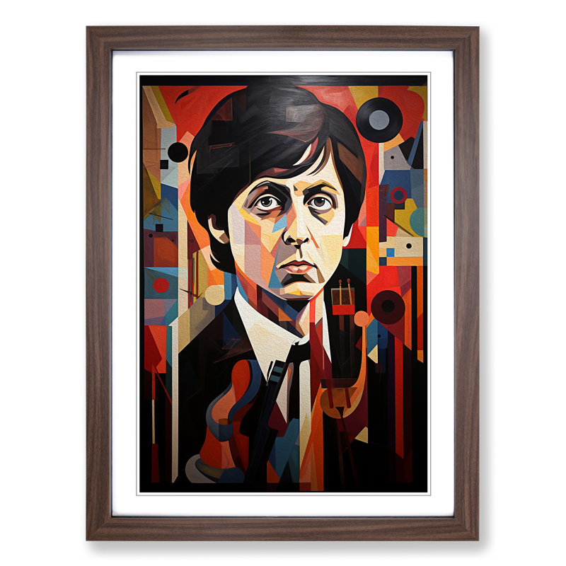 XYZ-FRM-V1223-1272 Paul McCartney Orphism - Single Picture Frame Print on Wood, Walnut Framed, 64cm H x 46cm W x 2cm D