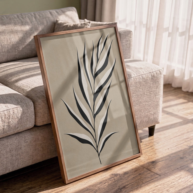 Abstract Palm Leaf Print by Other Artist, 12 × 18, Gold/Tan/Black/Brown/White, Wrapped Canvas