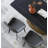 Hobart Modern Dining Table with Rectangular Sintered Stone Tabletop, Carbon Steel-248332073-248332072