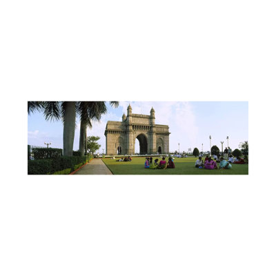 Tourist in Front of a Monument, Gateway of India, Mumbai, Maharashtra, India 1 Piece Wrapped Canvas Panoramic Wall Art