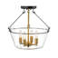 Plafonnier semi-encastré moderne 4 lumières noir et doré