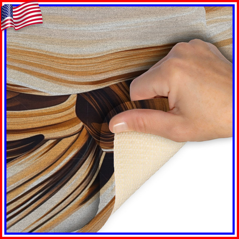 Tapis de bain abstrait, Simple - L 34 po x l 21 po, Brun / beige abstrait