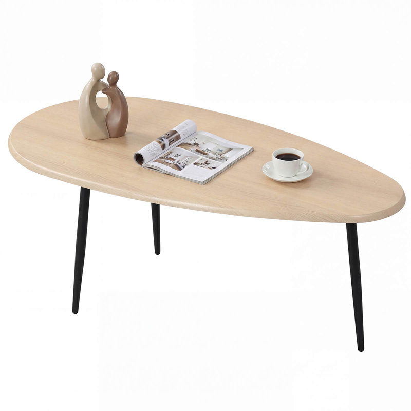 Table basse ovale en métal robuste avec design compact, canapé rétro naturel, Naturel